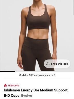 Lululemon Energy Bra Medium Support,
B-D Cups Evolve size small